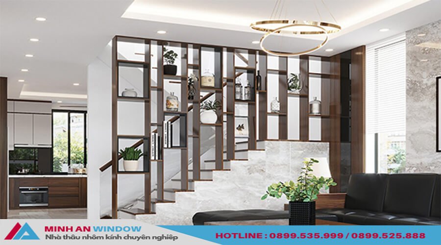 Mẫu Vách ngăn cầu thang hiện đại biến thành giá đựng đồ cao cấp Mẫu Vách ngăn cầu thang hiện đại biến thành giá đựng đồ cao cấp