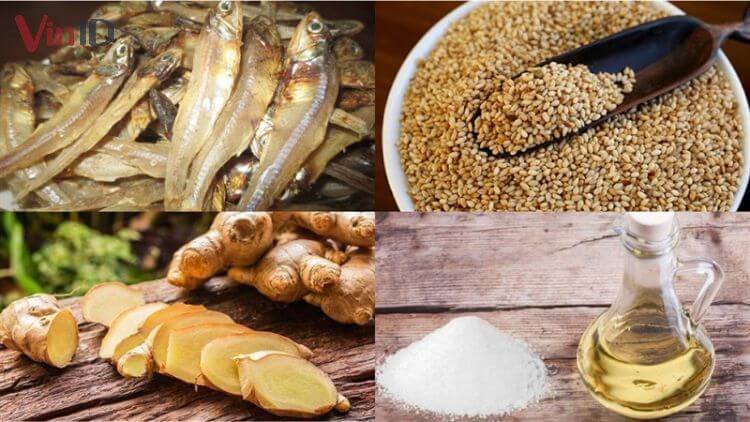 Nguyên liệu chính món cá cơm khô tẩm mè gừng