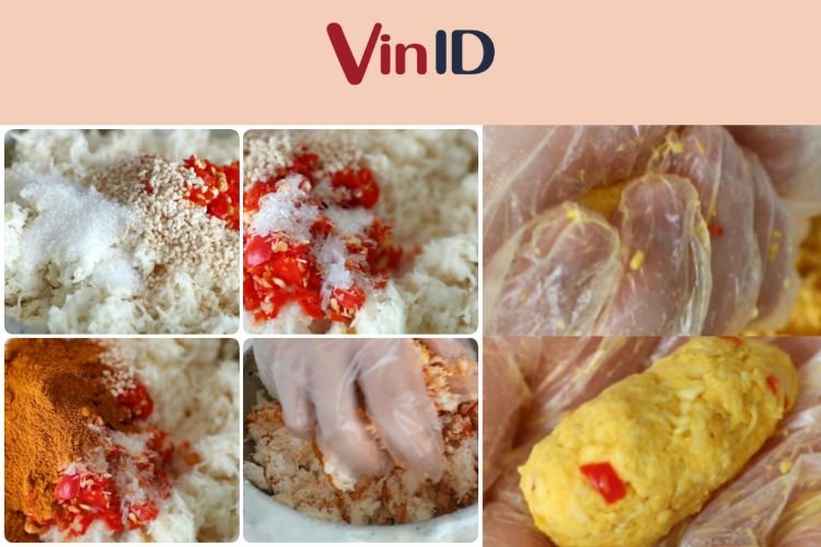 Trộn và vo viên khoai mì Trộn và vo viên khoai mì