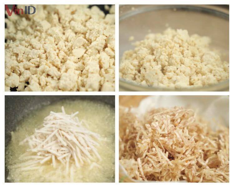 Các nguyên liệu bạn đem chiên và xào sơ qua