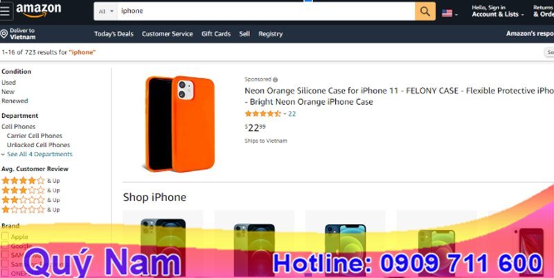 Trang web bán điện thoại ở Mỹ Amazon