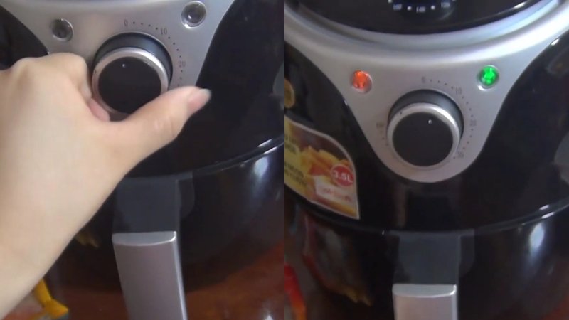 Khởi động và làm nóng nồi chiên không dầu