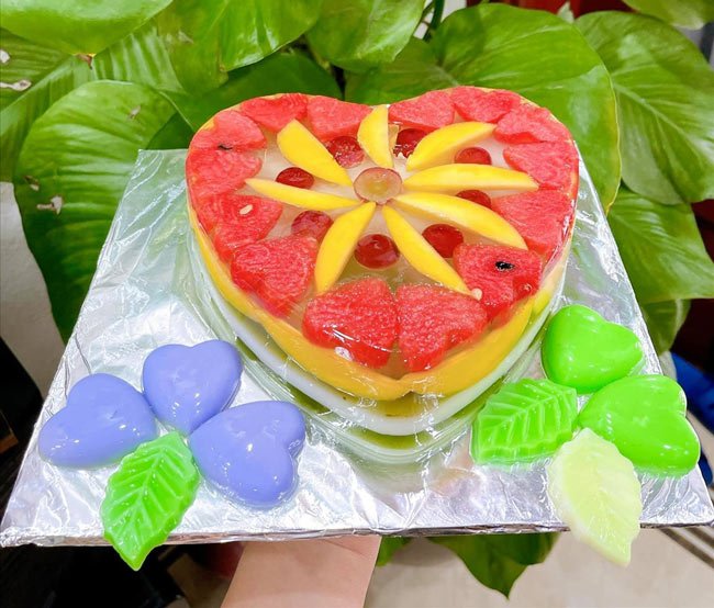Bánh kem sinh nhật rau câu trái tim, bánh kem rau câu