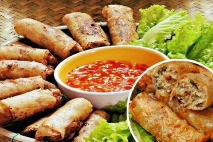 bánh tráng cuốn chả giò