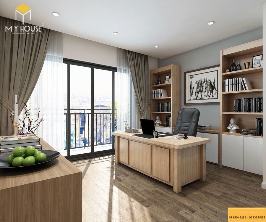 Nội thất phòng làm việc gỗ sồi