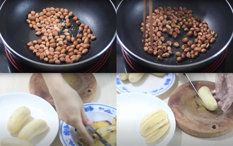Sơ chế đậu phộng và chuối Sơ chế đậu phộng và chuối