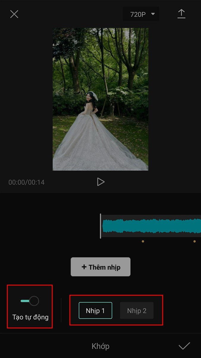 Chọn Tạo tự động > Chọn Nhịp 1 hoặc Nhịp 2 để tạo hiệu ứng giật giật theo sở thích