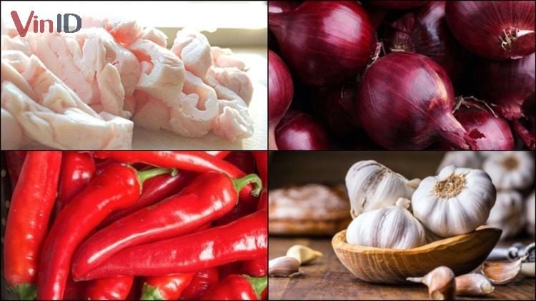 Nguyên liệu để làm tóp mỡ kho quẹt Nguyên liệu để làm tóp mỡ kho quẹt
