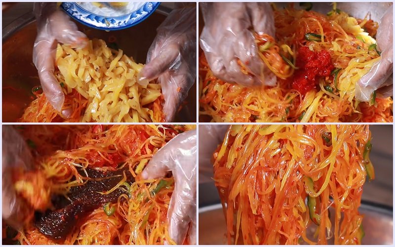 Trộn rau củ với đường