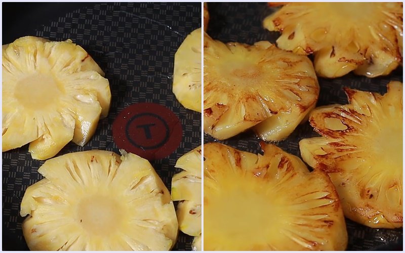 Chiên trái thơm (khóm) cho vàng