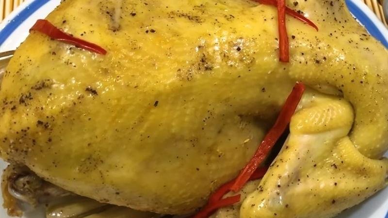 Thành phẩm gà hấp bia sả