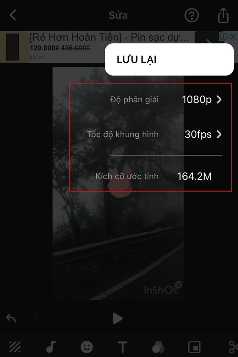 Lựa chọn độ phân giải để xuất video