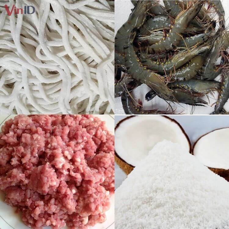Nguyên liệu làm bánh canh bột gạo tôm thịt Nguyên liệu làm bánh canh bột gạo tôm thịt