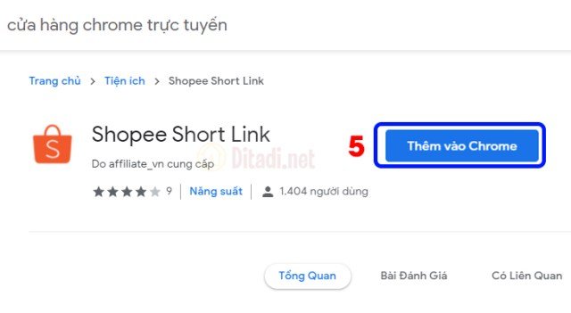 cài đặt tiện ích addon shopee short link