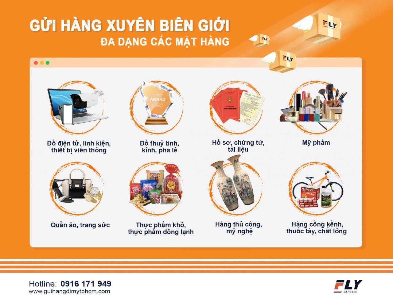 các mặt hàng gửi hàng đi nước ngoài