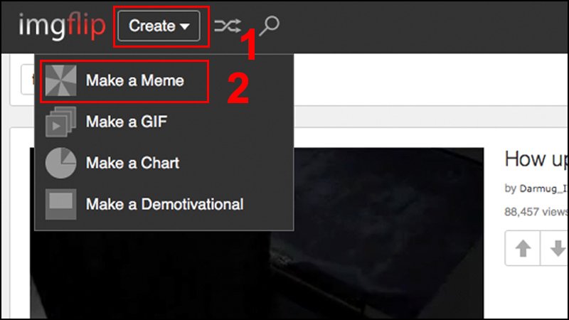 Nhấn vào Make a Meme trong mục Create