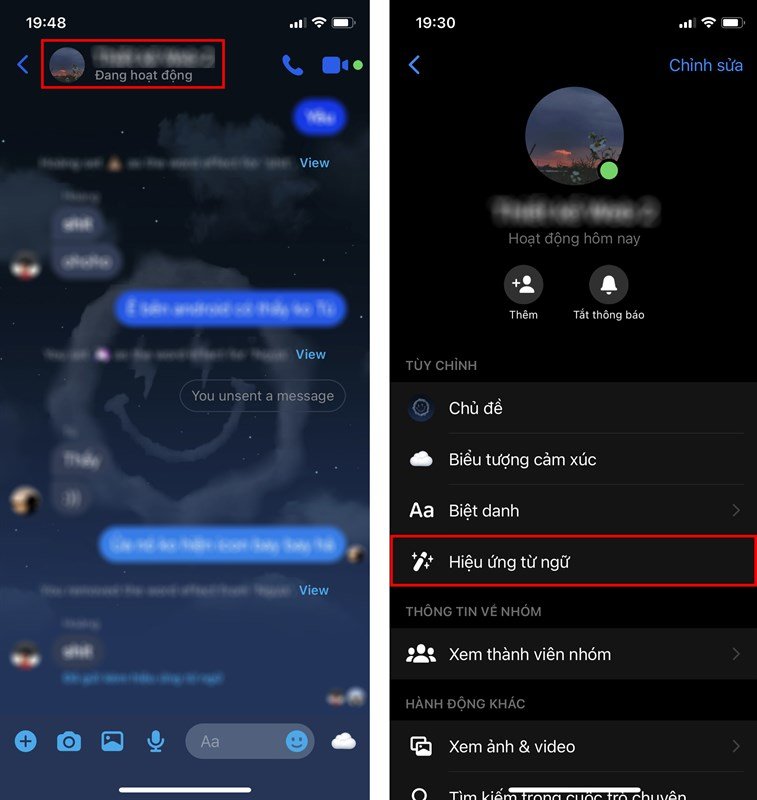 Cách gửi tin nhắn có hiệu ứng từ ngữ trên Messenger