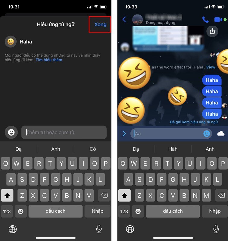 Cách gửi tin nhắn có hiệu ứng từ ngữ trên Messenger