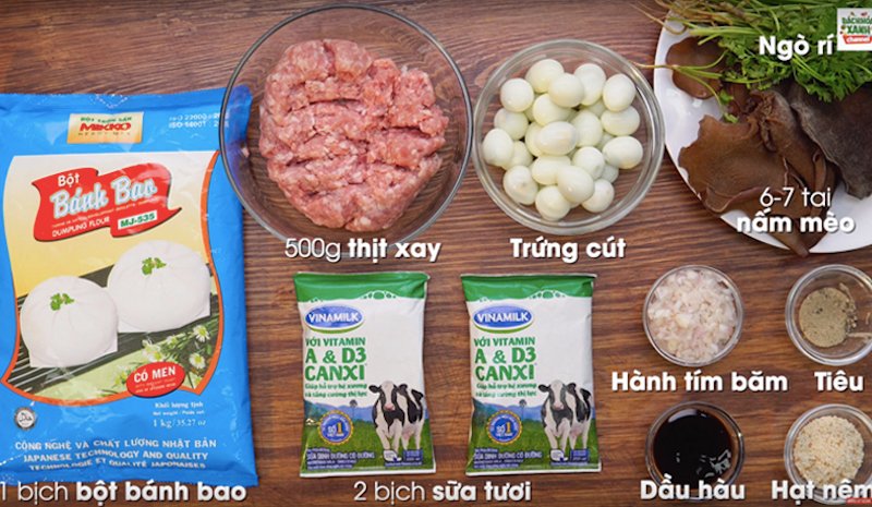 Nguyên liệu làm bánh bao bằng bột bánh bao