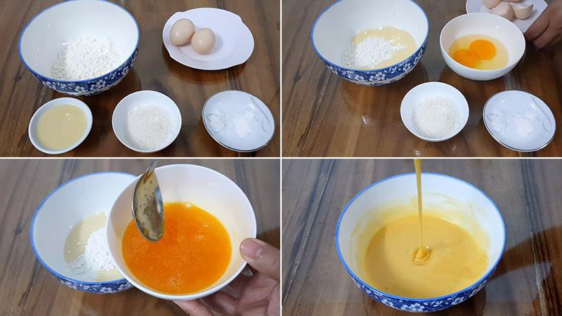 Trộn hỗn hợp bột mì sánh mịn