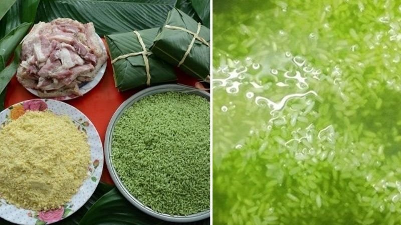 Chuẩn bị nhân bánh và lá gói bánh