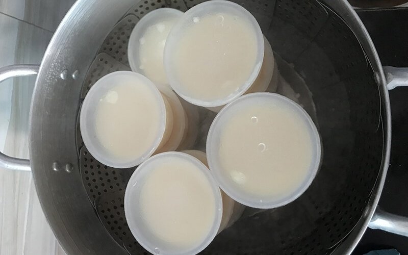 Hấp bánh flan