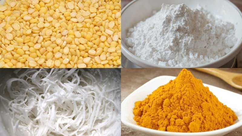 Nguyên liệu làm bánh ít trần đậu xanh