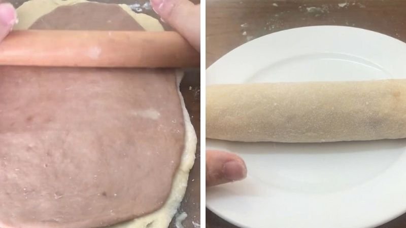 Pha màu và cuộn bột bánh Pha màu và cuộn bột bánh