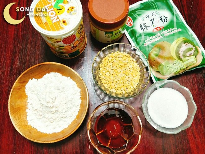 nguyên liệu làm bánh trung thu nhân trà xanh