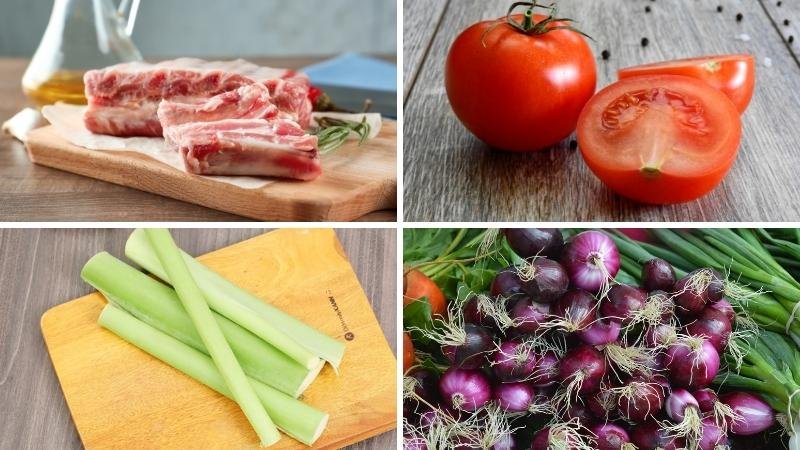 Nguyên liệu nấu bún sườn chua Nguyên liệu nấu bún sườn chua