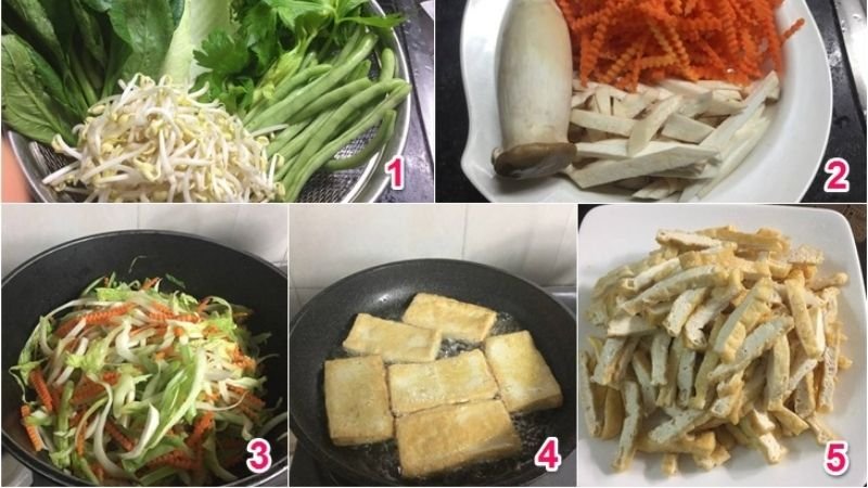 Sơ chế nguyên liệu để làm bún xào chay Sơ chế nguyên liệu để làm bún xào chay