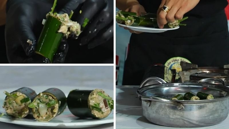 Nhồi và hấp ống nứa