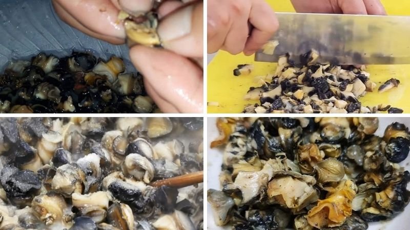 Sơ chế và xào ốc