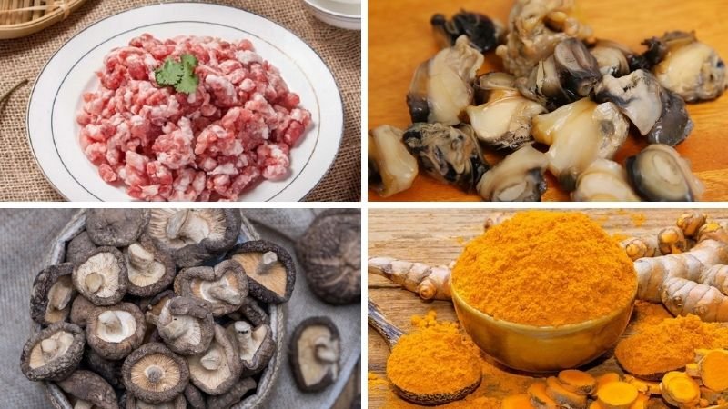 Nguyên liệu làm món chả ốc hấp