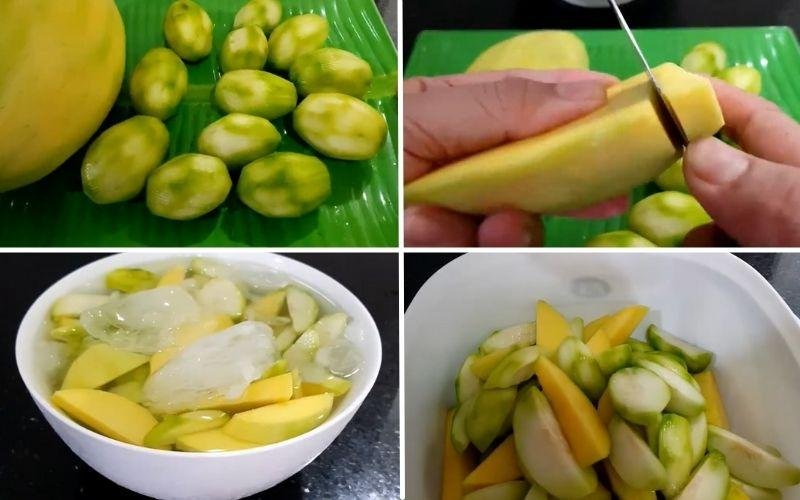 Các bước sơ chế cóc, xoài