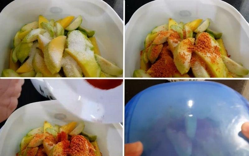 Các bước làm món cóc xoài lắc chua ngọt