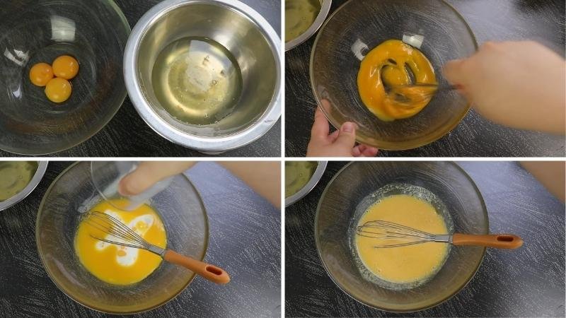 Trộn hỗn hợp lòng đỏ trứng Trộn hỗn hợp lòng đỏ trứng