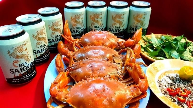 cua biển hấp bia cua biển hấp bia