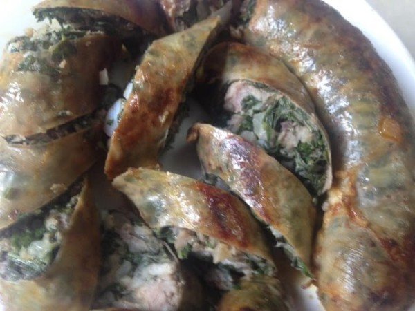 Dồi heo chiên - làm dồi lợn