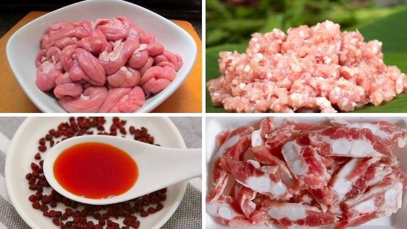 Nguyên liệu làm dồi sụn nướng Nguyên liệu làm dồi sụn nướng