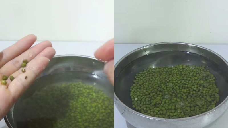 Bước 2: Rửa và ngâm đậu xanh Bước 2: Rửa và ngâm đậu xanh