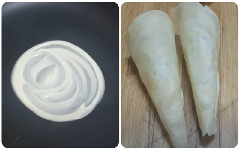 Đặt bột lên chảo và tạo hình