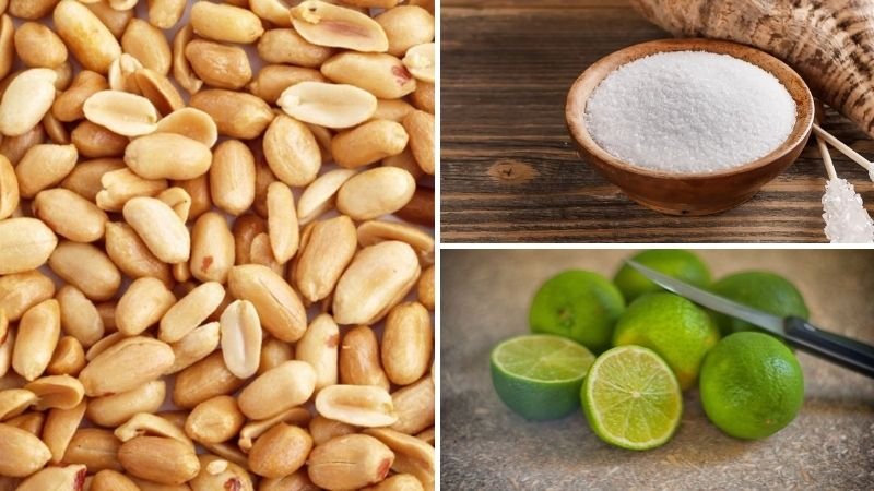 Nguyên liệu làm kẹo kéo đậu phộng Nguyên liệu làm kẹo kéo đậu phộng