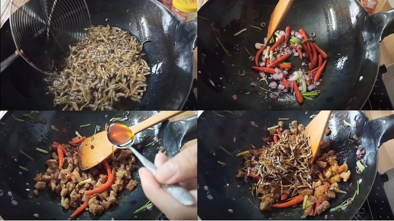 Công đoạn làm khô cá cơm rim Công đoạn làm khô cá cơm rim