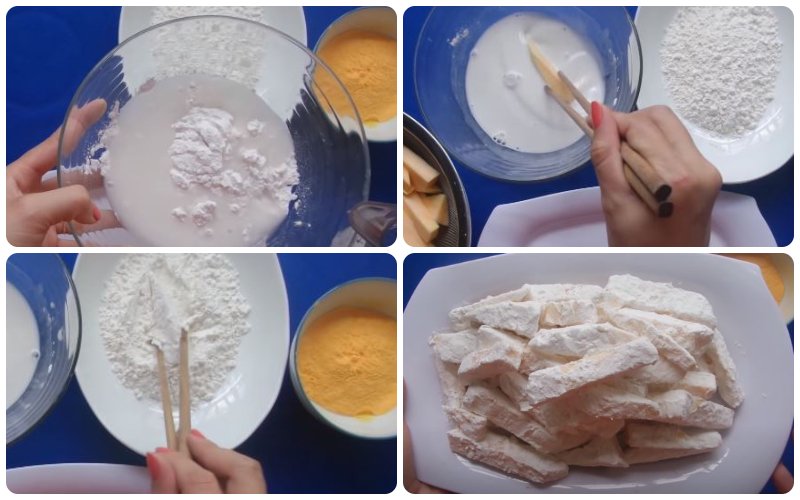 Sau đó phủ bột năng, bột chiên giòn