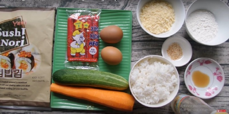 Nguyên liệu làm kimbap chiên