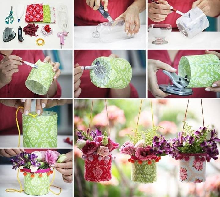 Cách làm lẵng hoa bằng chai nhựa và vải màu cực hay và hữu ích