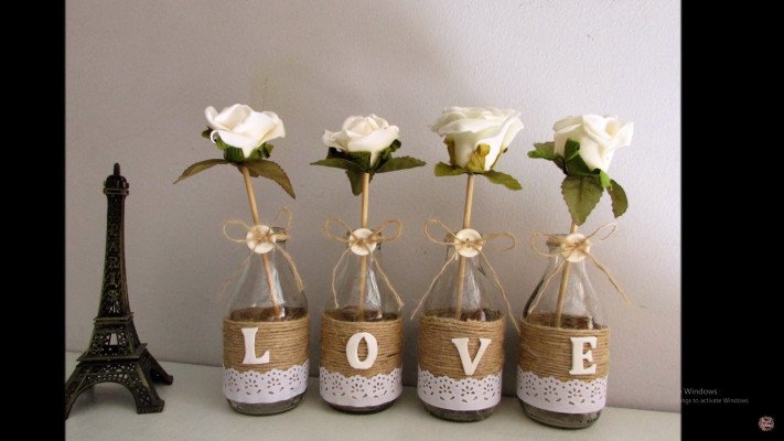 Cách làm lọ hoa bằng chai nhựa và len sợi