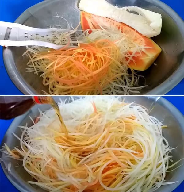 Cách làm mắm cá linh trộn đu đủ