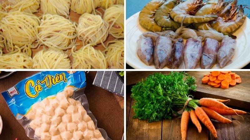 Nguyên liệu làm mì xào hải sản